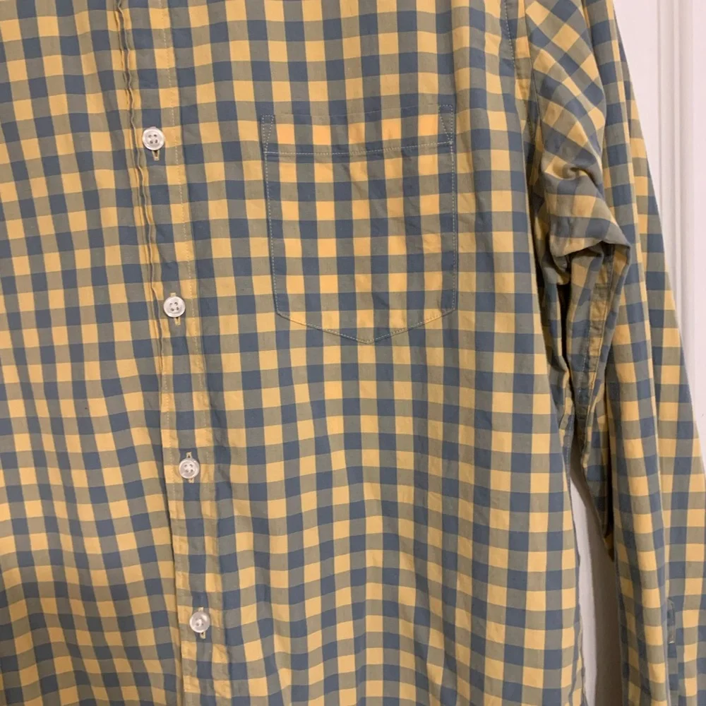 J.Crew Slim Fit Plaid Button Down Shirt Mens Large Yellow Blue Cotton